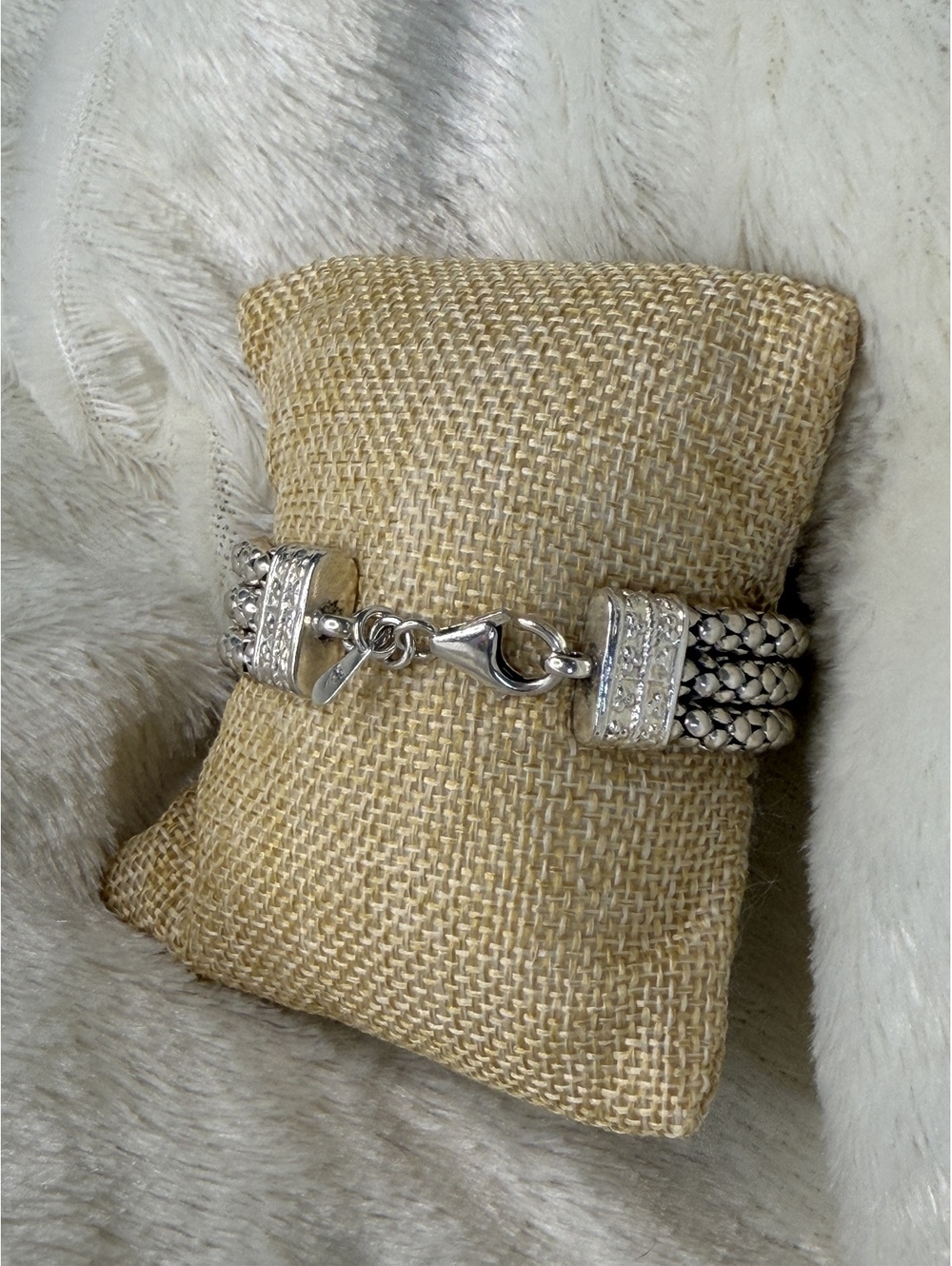 Silpada 3- Strand Sterling Silver Popcorn Bracelet B1210 Heavy! - Picture 4 of 7